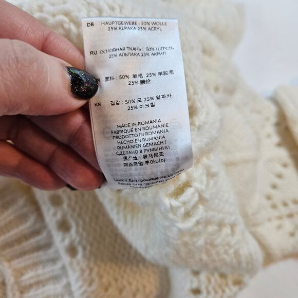 IRO Lovey Sweater Wool Alpaca Turtleneck Open Stitch in Chalk Women's Medium - Picture 12 of 12